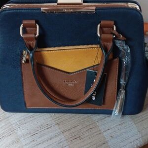 Dune London Navy and Tan Satchel Bag